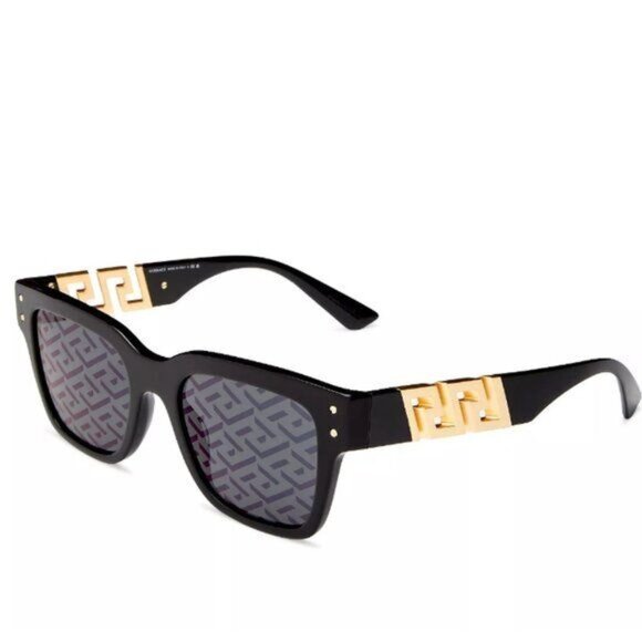 VERSACE Sunglasses Monogram Logo Lens VE4421 La Greca Logo Arms Black - Picture 2 of 14